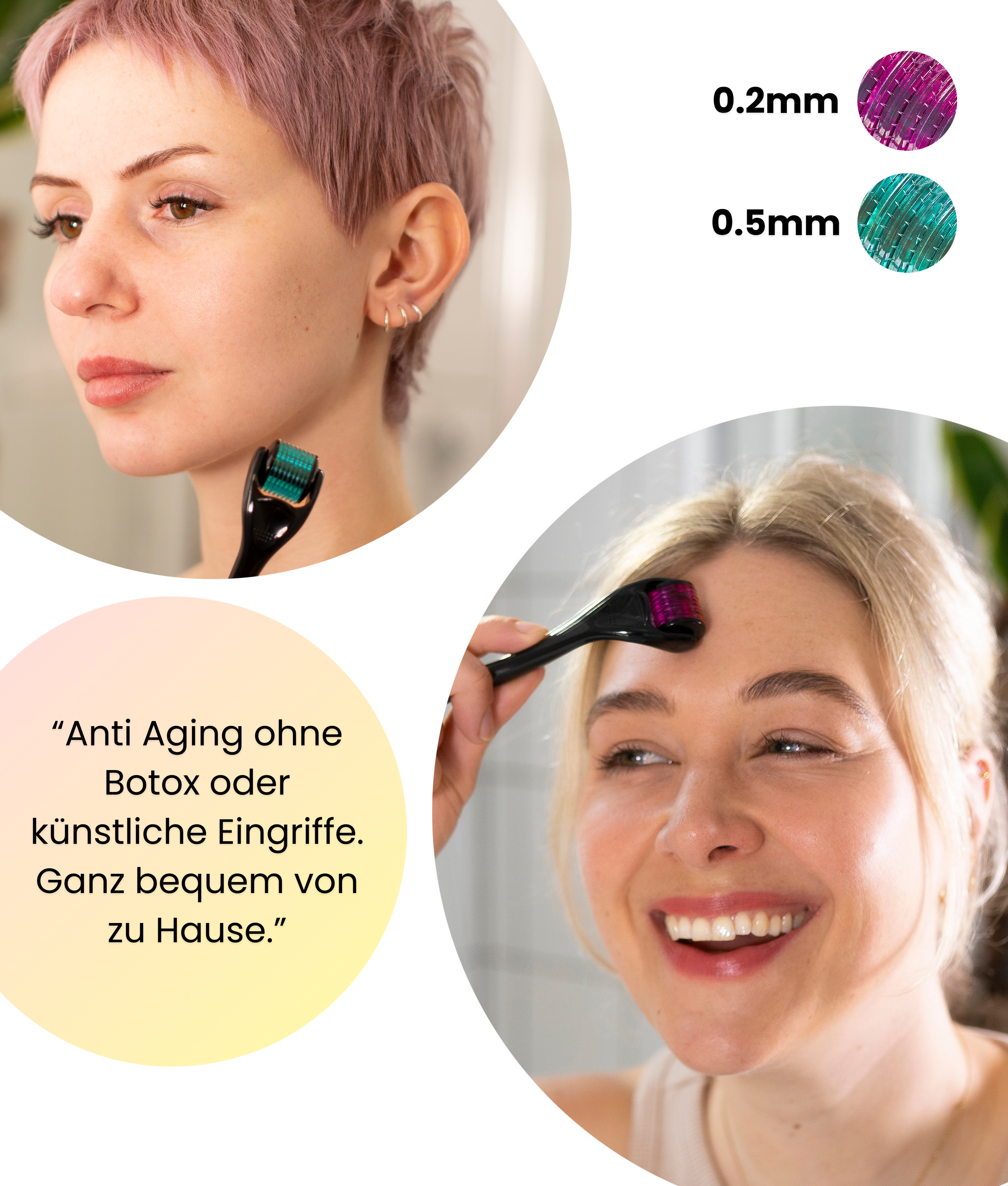 banner zeigt die Anwendung des Dermaroller Bundles von Skinglowup. Microneedling ist eine natürliche Anti Aging Methode die ohne künstliche Eingriffe, Botox oder Filler auskommt.