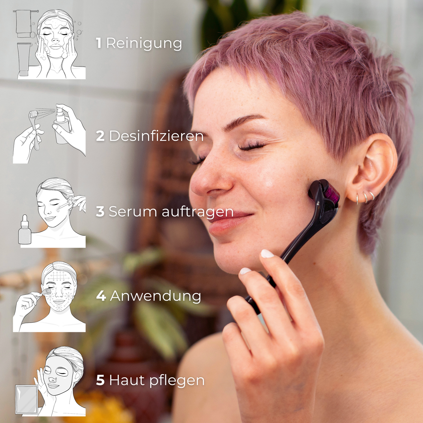 Microneedling Dermaroller Gesicht 0,2mm ᐅ Hautverjüngung & feine Poren
