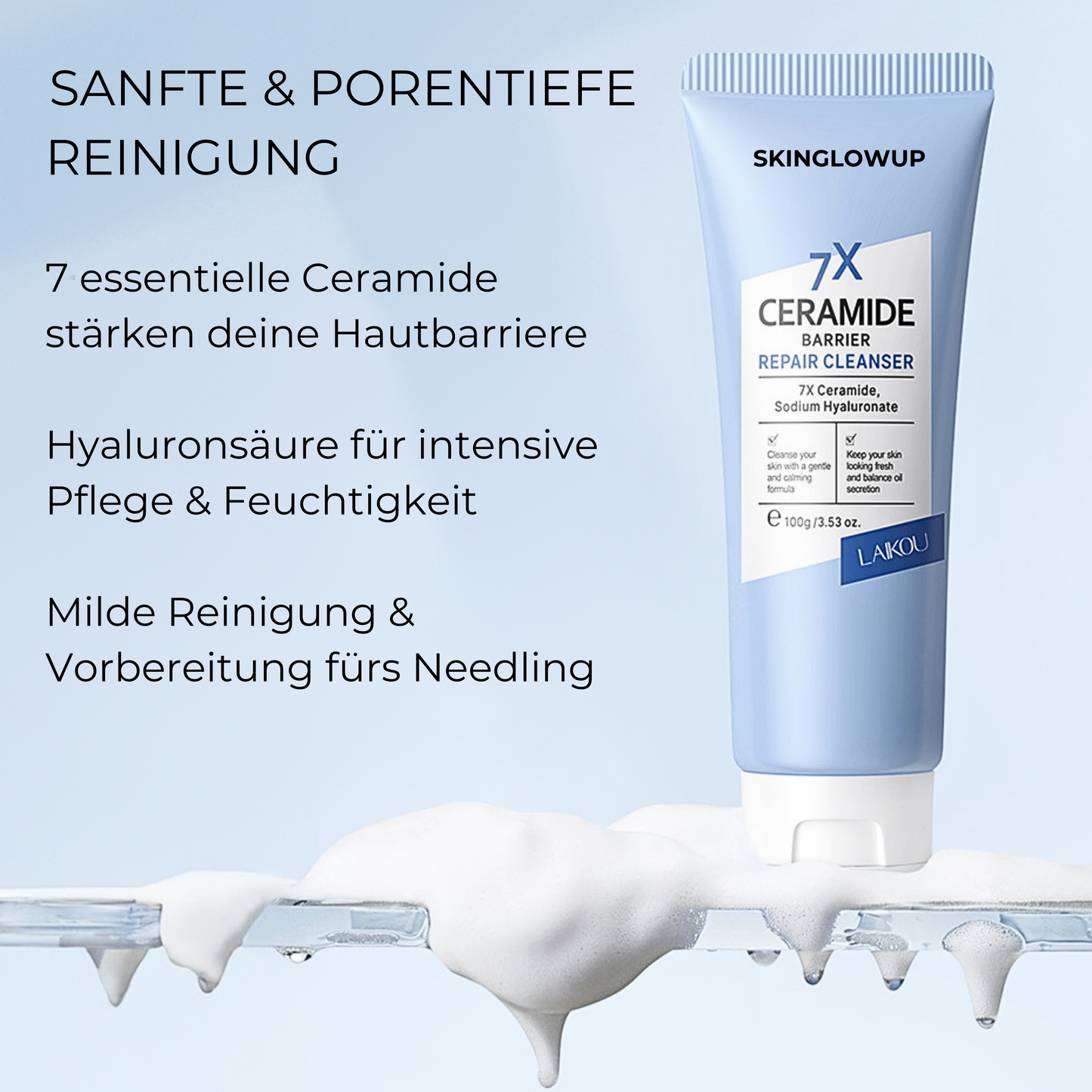 Milder Ceramide Gesichtsreiniger ᐅ Hautbarriere vor dem Needling stärken