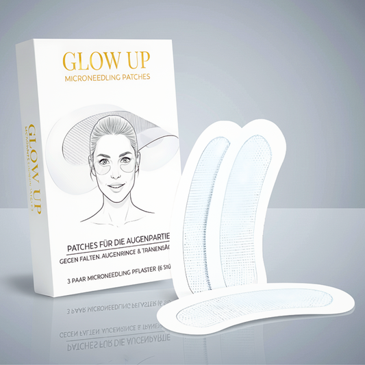 Microneedle Eye Patches Glow Up – Verpackung und Pflaster gegen Augenringe, Tränensäcke und feine Linien
