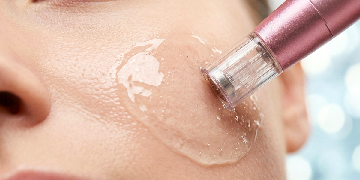 Microneedling zuhause mit Dermapen im Gesicht anwenden