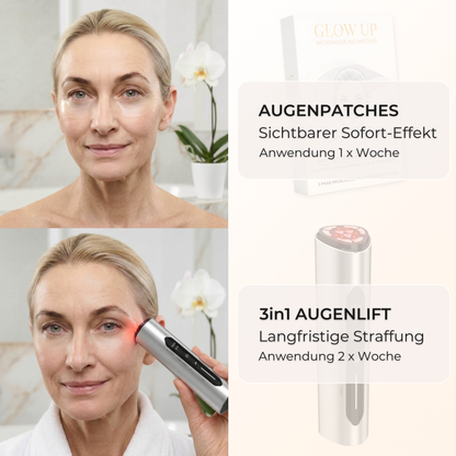 Augenpatches und Beauty-Device als Routine gegen Augenfalten, Schwellungen und müde Augen