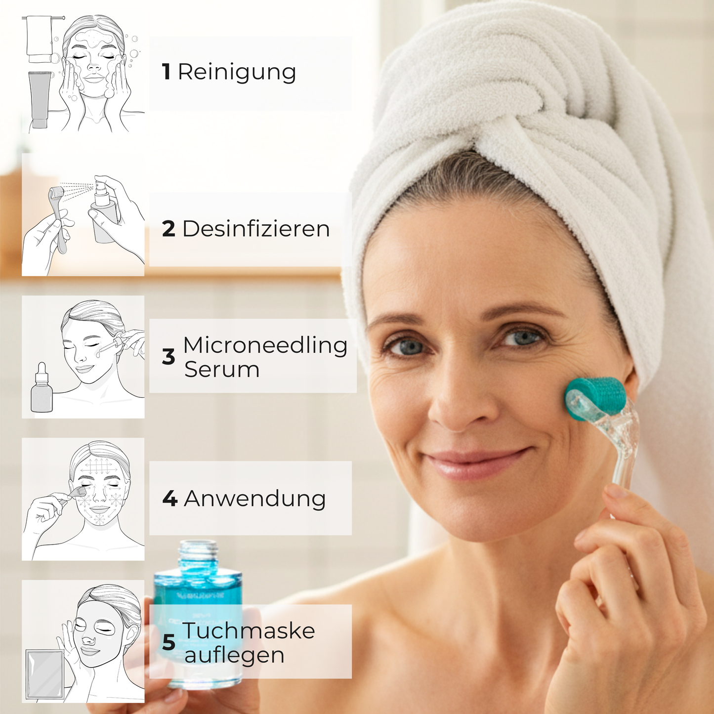 Dermaroller mit handgesteckten Nadeln im Set 0,2mm + 0,5mm ᐅ Für glatte Haut & feine Poren