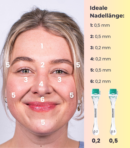 Dermaroller mit handgesteckten Nadeln im Set 0,2mm + 0,5mm ᐅ Für glatte Haut & feine Poren