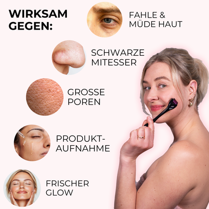 Poren Dermaroller 0,2mm ᐅ Poren verkleinern & strahlender Teint