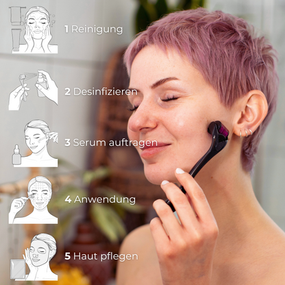 Microneedling Dermaroller Gesicht 0,2mm ᐅ Hautverjüngung & feine Poren