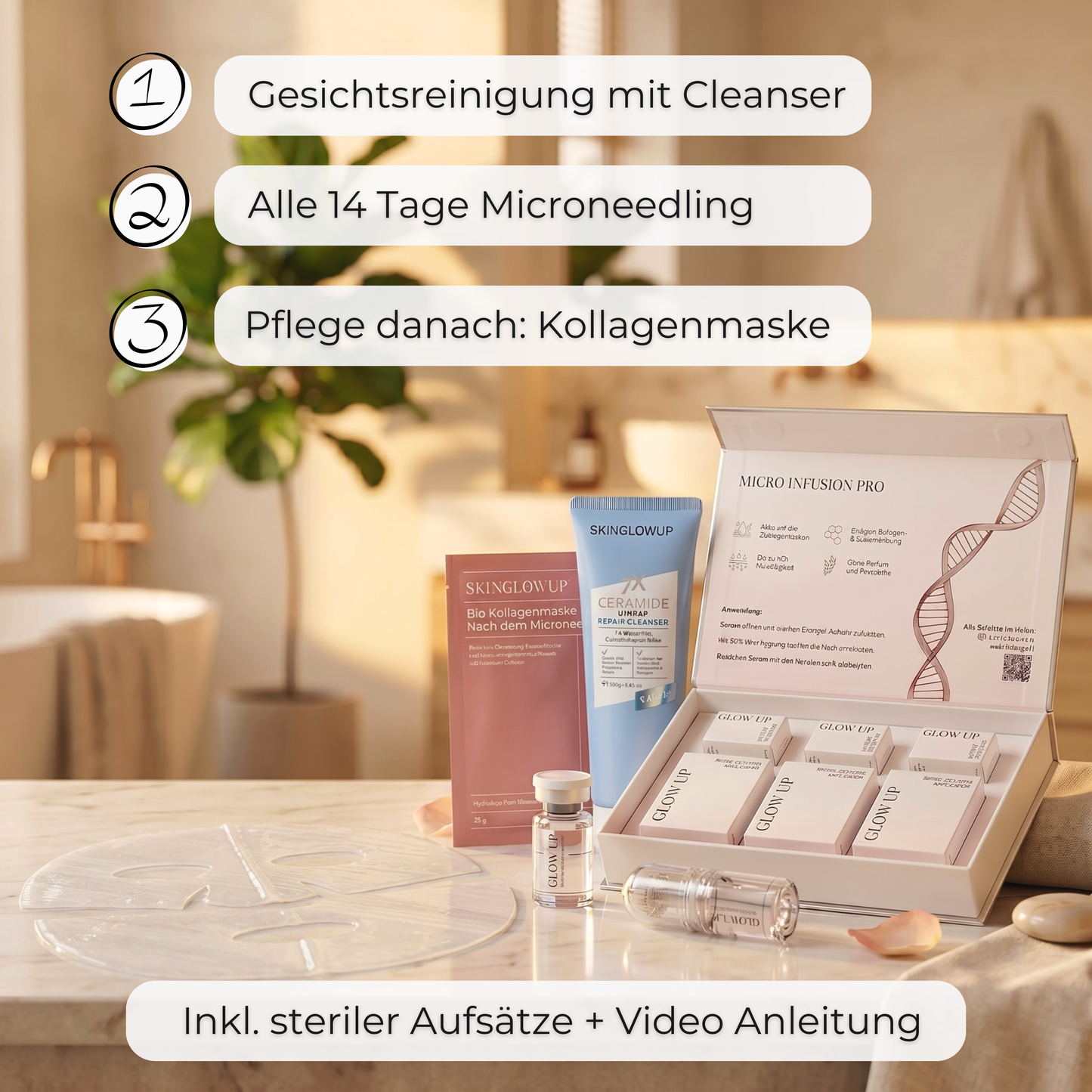 Microneedling Infusion Kur mit Exosome Serum ▷ Regeneration & Straffung für reife Haut