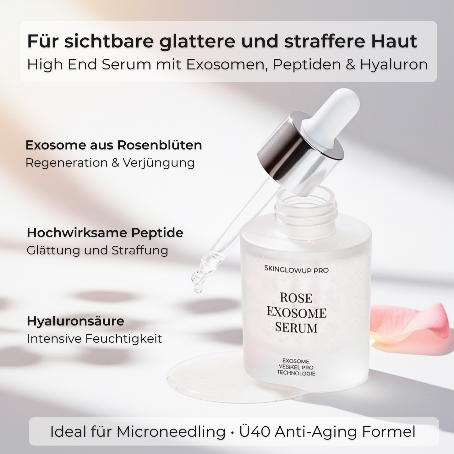 Rose Exosome PRO Serum für intensive Hautverjüngung ᐅ Microneedling & tägliche Pflege