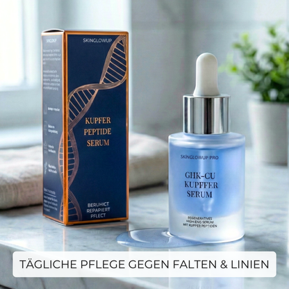 GHK-Cu Kupfer Serum im Badezimmer – tägliche Pflege für gefestigte und elastische Haut