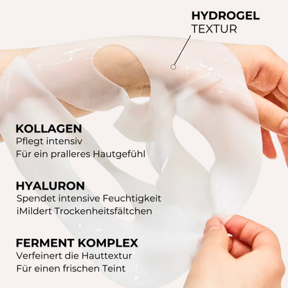Transparente Hydrogel Maske mit Kollagen, Hyaluron und Ferment Komplex für pralle Haut