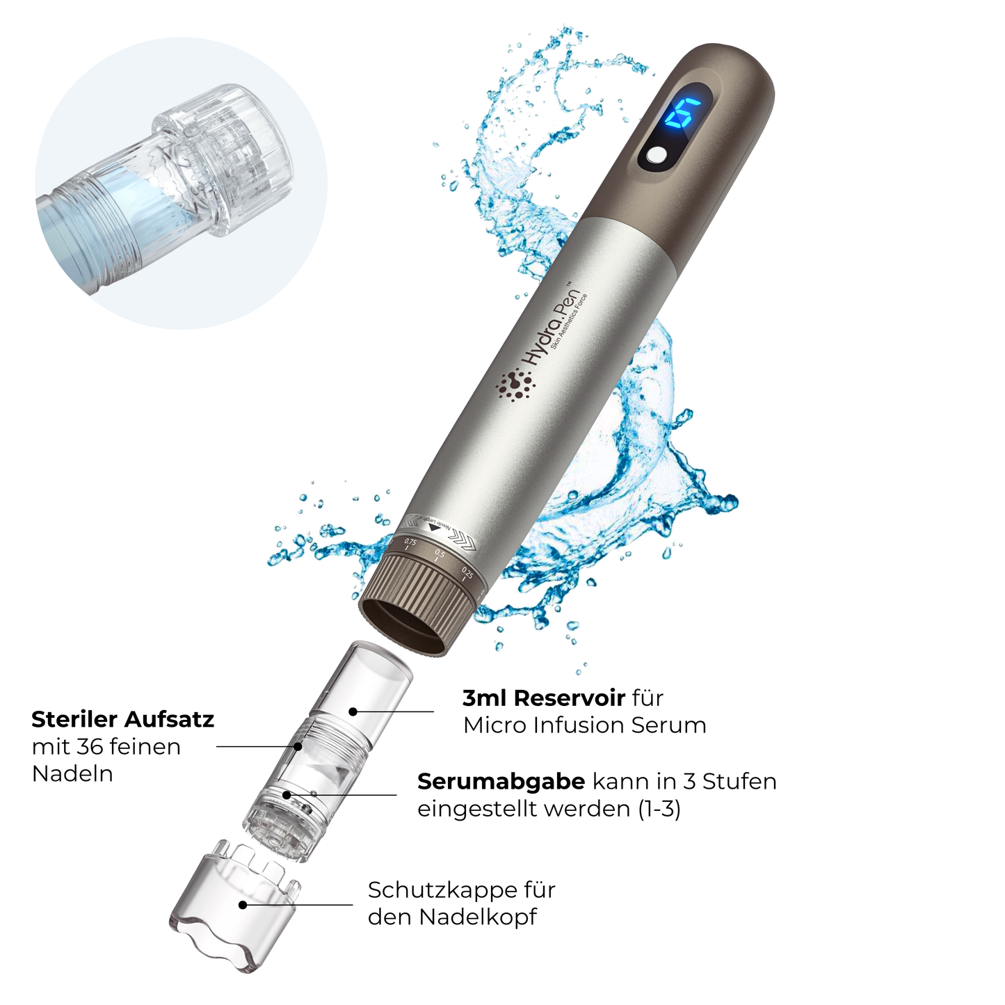 Micro Infusion Pen HydraGlow Ersatznadeln ᐅ 36er Nadeln mit Reservoir
