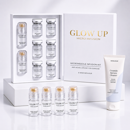 Glow Up Micro Infusion Kit für straffere Haut – 6 Anwendungen mit vergoldeten Nadeln und Serum
