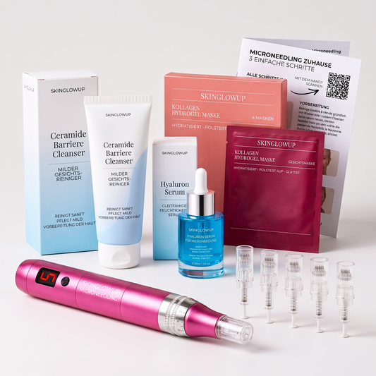 Microneedling Pen Komplett Set für zuhause ᐅ Deine einfache Routine gegen erste Falten & Linien