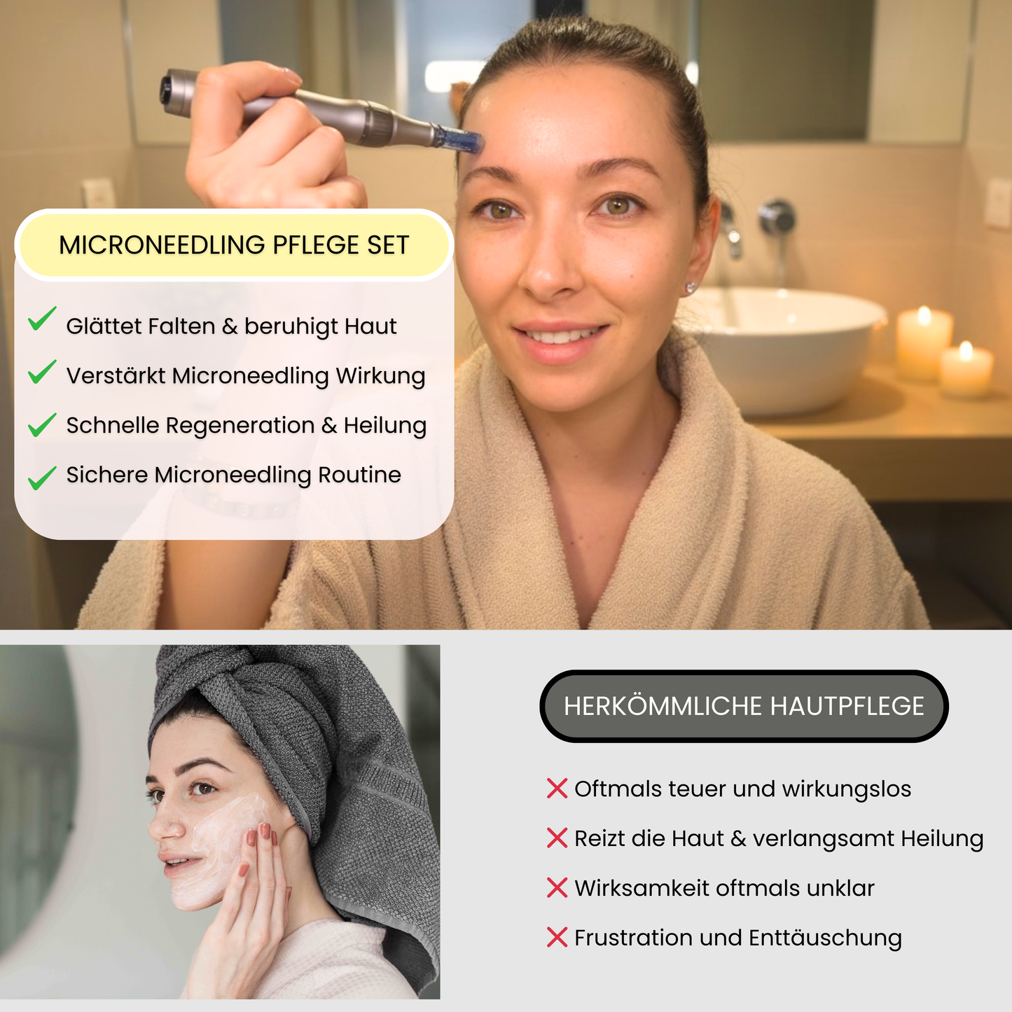 Microneedling Pflege Komplett Set PRO ᐅ Wirkung maximieren & Haut beruhigen