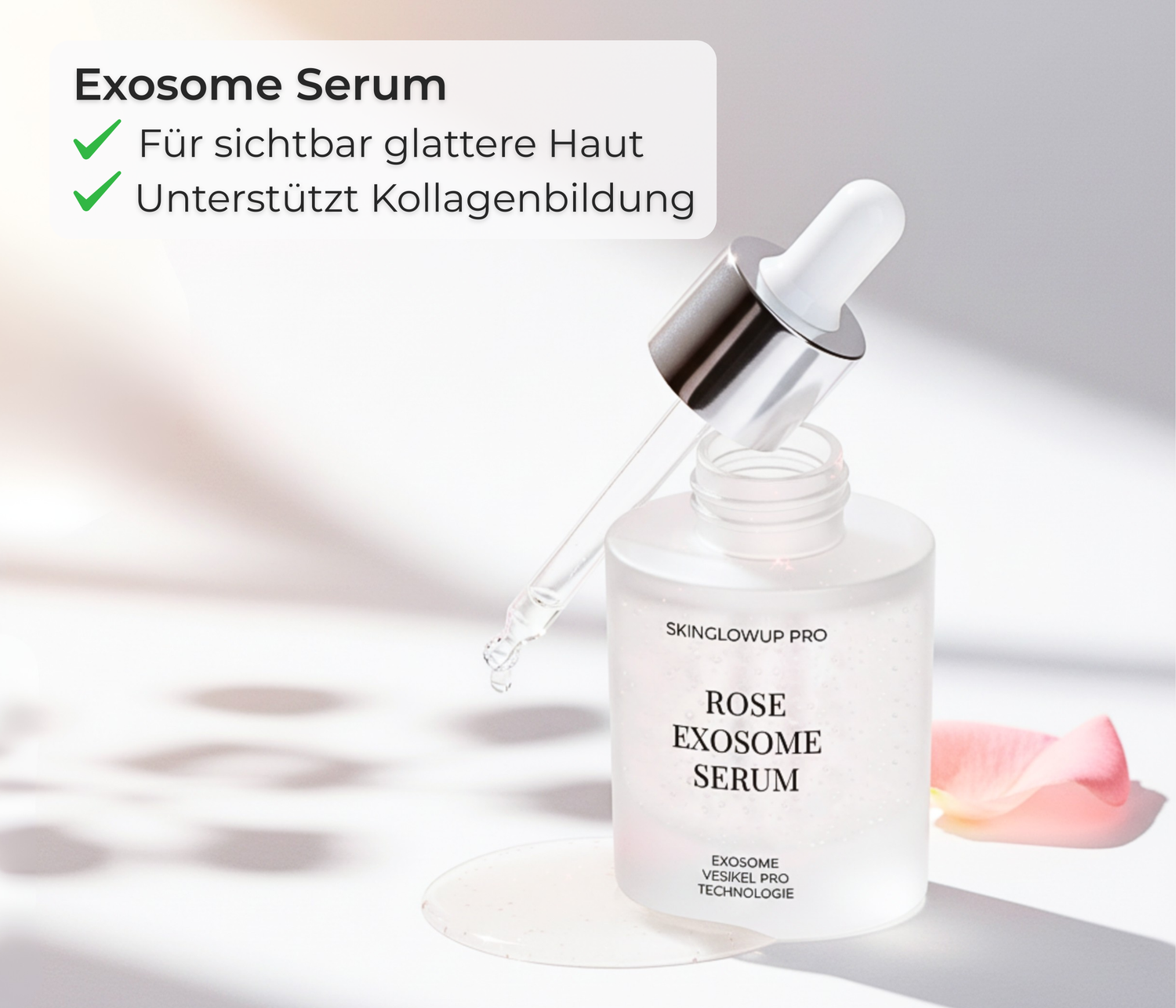 Exosome Serum für Microneedling im Glasfläschchen, Wirkstoffserum für glattere Haut und Kollagenbildung