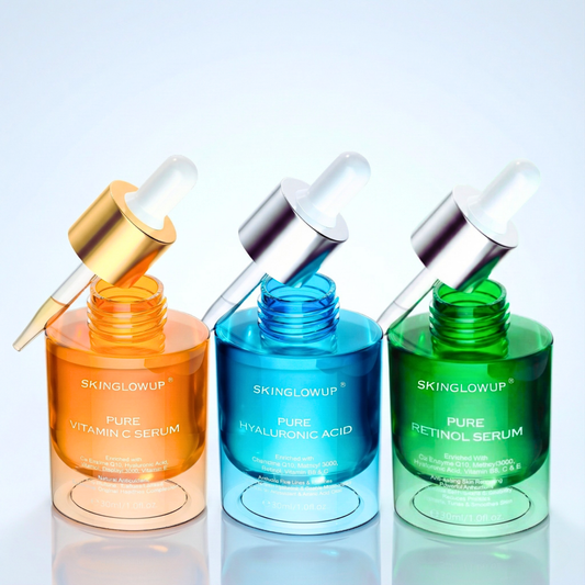 Anti-Aging Pflegeroutine mit 3 Seren ᐅ Für straffe & strahlende Haut ab 40