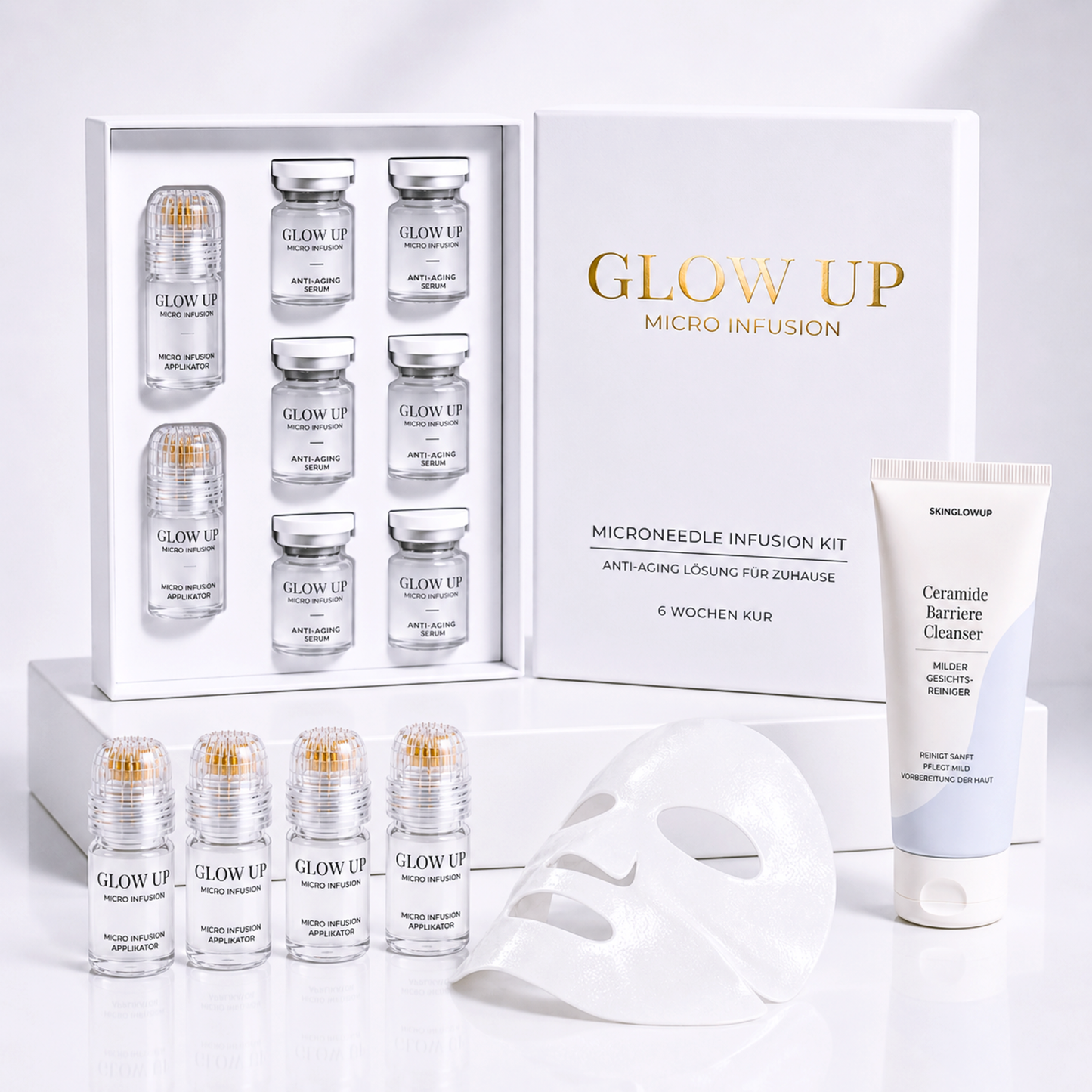 Micro Infusion System Glow Up mit 6-Wochen-Kur und Biodance Kollagenmasken für intensive Anti-Aging Pflege