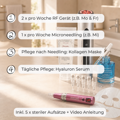 Radiofrequenz Microneedling für zuhause ᐅ RF 3in1 Dermapen Kombi-Set